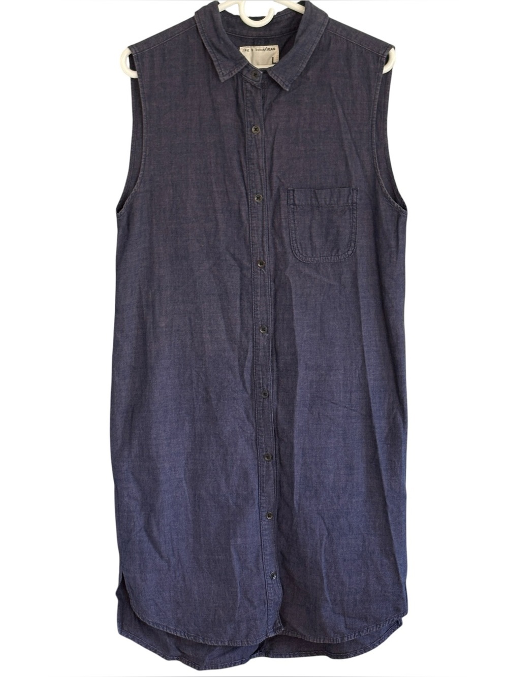 rag & bone Sleeveless Denim Shirt Dress in Dark Blue